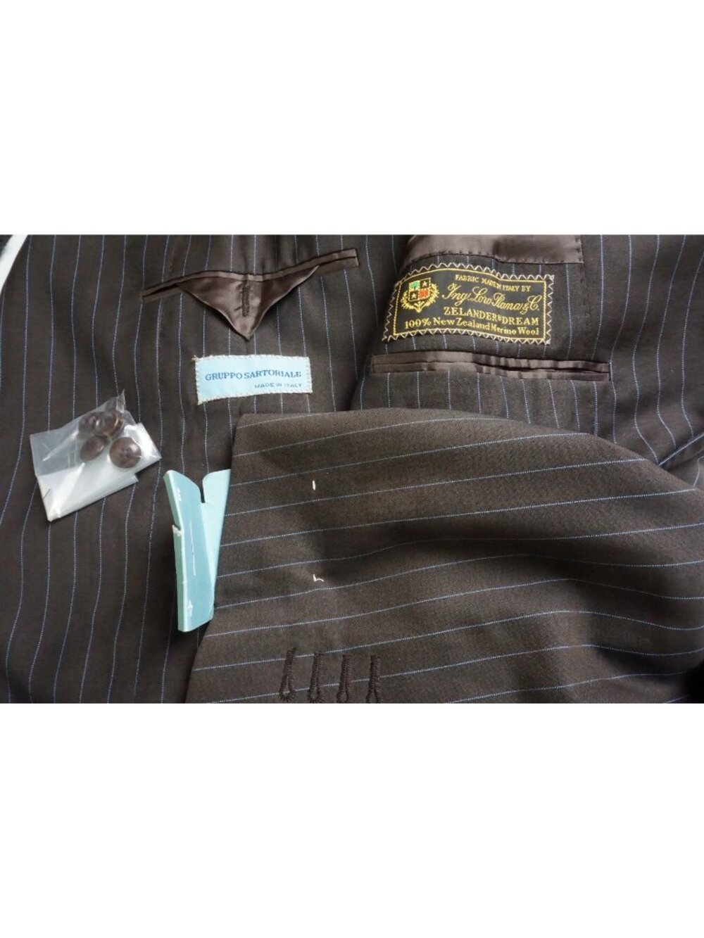 Gruppo Sartorial Brown Blue Stripe Loro Piana Dream 2Pc Suit Jacket Pant 38R New